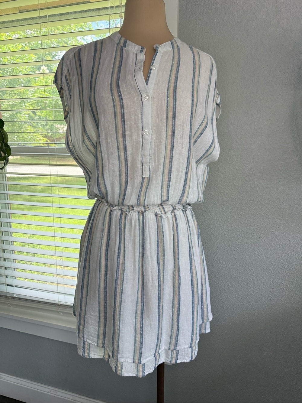 Rails Angelina Belle Stripe Linen Blend Smocked Waist Size Small